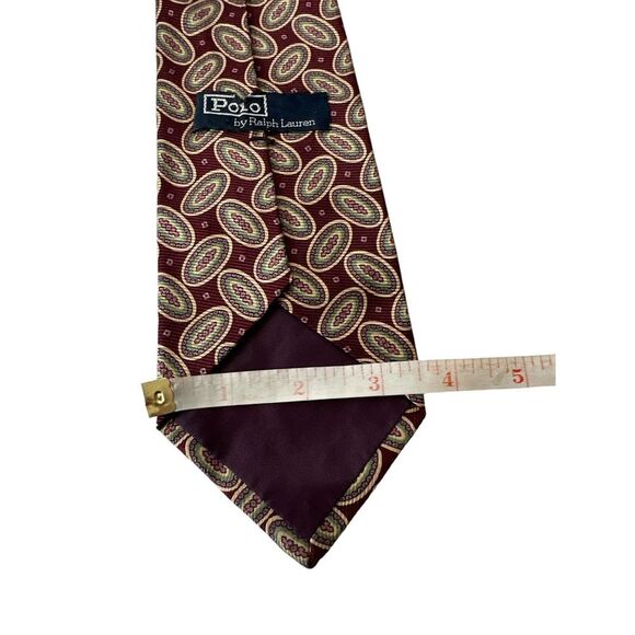 Polo By Ralph Lauren 100% Silk Hand Made In USA Geometric Office Corpcore Money - Picture 7 of 7